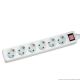 Contactdoos 6-voudig wit  1.5 mtr met schakelaar