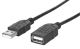 USB 2.0 A verlengkabel USB A M/F  1mtr zwart Manhatten
