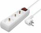 Contactdoos 3-voudig  randaarde + schakelaar 1.4m snoer wit