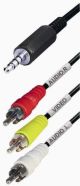 3.5mm Verloopkabel 3.5mm 4-polig male >> 3x cinch male 2m
